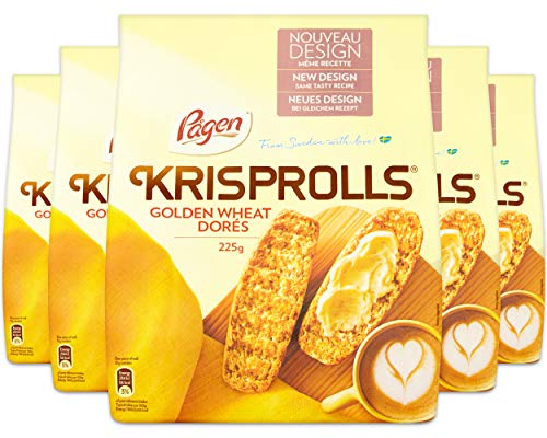 Pagen - Pågen Krisprolls Golden Wheat | Swedish Toast | Healthy Snack | Fibre | 5 PACKS of 225g