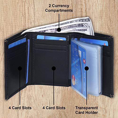 Denim Men's Trifold Designer Wallet - Sleek and Slim Includes ID Window and Credit Card Holder by Leatherboss4
