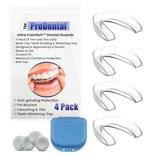 Mouth Guard for Grinding Teeth - 4 Pack, Thin and Trim Anti Grinding - Teeth Whitening Dental Guard, Stops Bruxism & Clenching Teeth at Night, USA Made - No BPA, Includes Night Mouth Guard Case