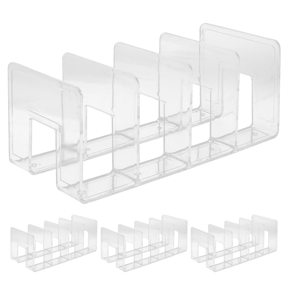 Homoyoyo Organizer da Scrivania in Plastica 4 Pezzi a 4 Sezioni | Vaschette Portadocumenti da Scrivania, Organizer Plastica Trasparente, Accessori per Libri Festa Scuola Decor