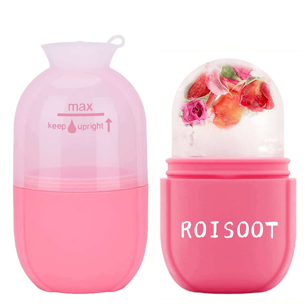 Ice Roller for Face, ROISOOT Fashion Silicone Cube Skin Care Tool, Facial Ice Container Roller (Fashion Pink)