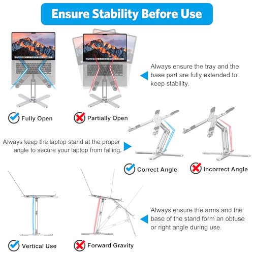 Image of OMOTON LA10 360 Rotating Laptop Stand Riser for Desk, Ergonomic Foldable Computer Stand Adjustable Height Angles for Collaborative Work, Easy Storage Fit Macbooks,All Laptops up to 16 inches, Silver