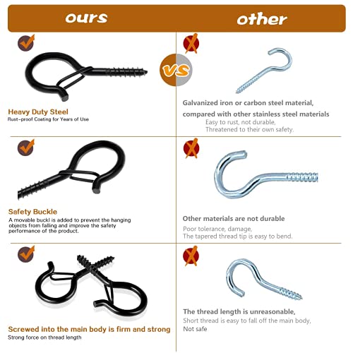 20 Pcs Q-Hanger Hooks Outdoor String Lights - Christmas Lights Hanger Hooks, Outdoor Wire And New Year Party, Fairy Lights Plants Wind Chimes Decoration Hanging Safety Buckle Design （Black） #TOP3