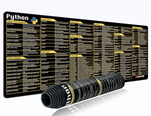 excovip Alfombrilla de ratón con atajos de Python, Alfombrilla de ratón para Juegos XL de 80 x 30 cm, Hojas de Trucos de Python, Alfombrilla de Escritorio para Ingenieros de Software