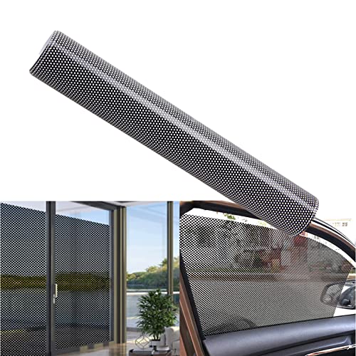 XhuangTech Perforated Vinyl Window Film Black to Prevent Bird Strike, Perforated Black Vinyl Privacy Window Film, Privacy Protecting Self Adhesive Glass Stickers (50X500CM)