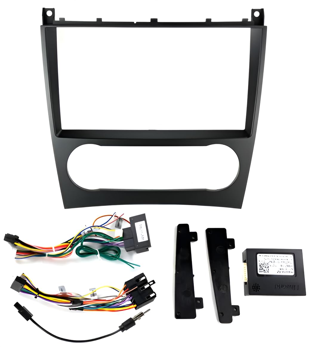Kit de montage Autoradio, Façade cadre de radio 9" pouces, Adaptateur compatible avec MERCEDES-BENZ Classe C (W203) 2004-2007 CLC (CL203) 2008-2011 CLK (W209) 2005-2009 Classe G (W463) 2006-2012