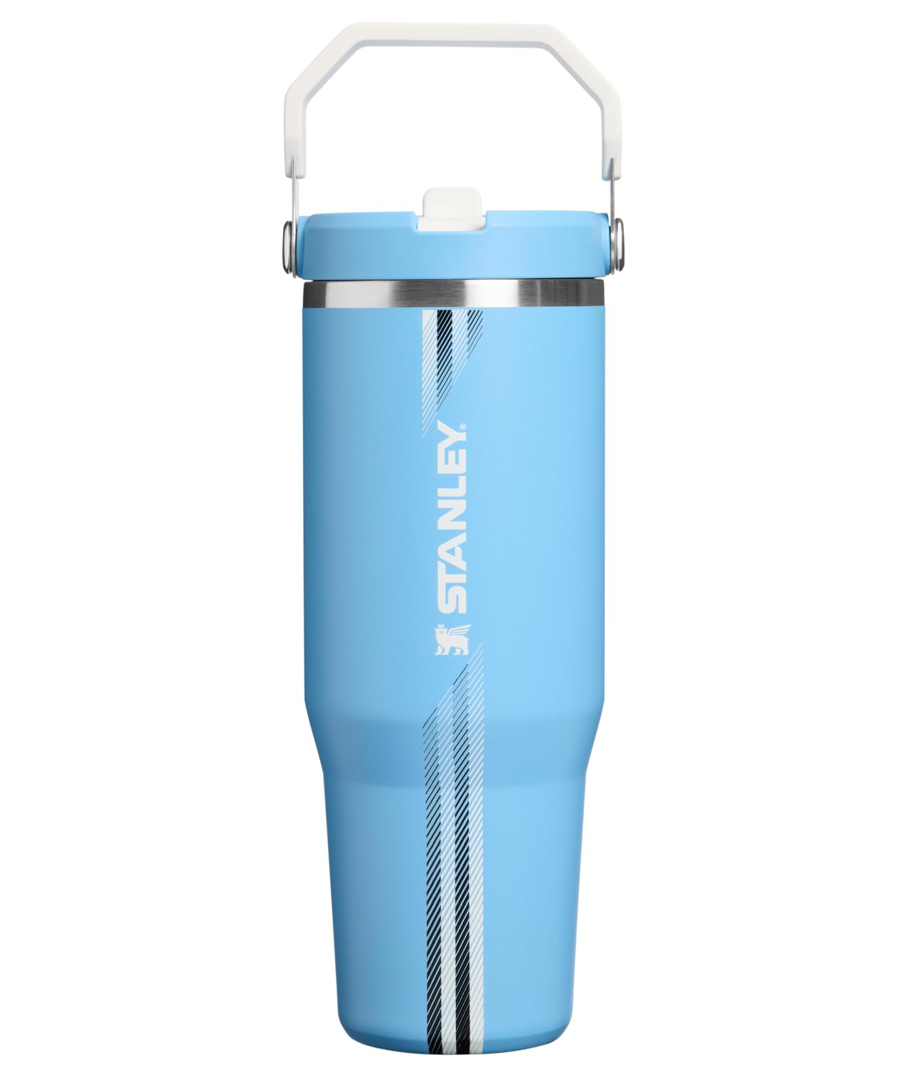STANLEY IceFlow 2.0 Flip Straw Tumbler, 30 oz, Team Light Blue White | Easy Carry Handle | Twist On Lid and Flip Up Straw | Leak Resistant Water Bottle | Insulated Stainless Steel | BPA-Free