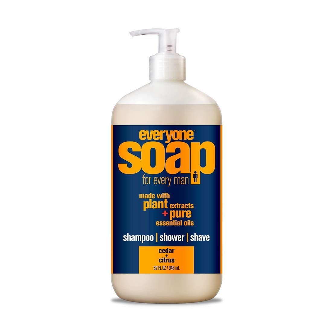 Everyone 3-in-1 Soap, Body Wash, Bubble Bath, Shampoo, 32 Ounce (Pack of 1), Cedar and Citrus, Coconut Cleanser with Organic Plant Extracts and Pure Essential Oils
