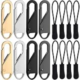 Zipper Pull Replacement, 16 Pieces Detachable Zipper Pull Tabs with Extender Cord for Luggage Clothi