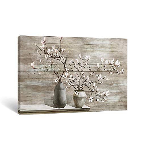 SUMGAR - Cuadros en Lienzo Botánico Gris Flores Rústicas Decoración del Hogar...