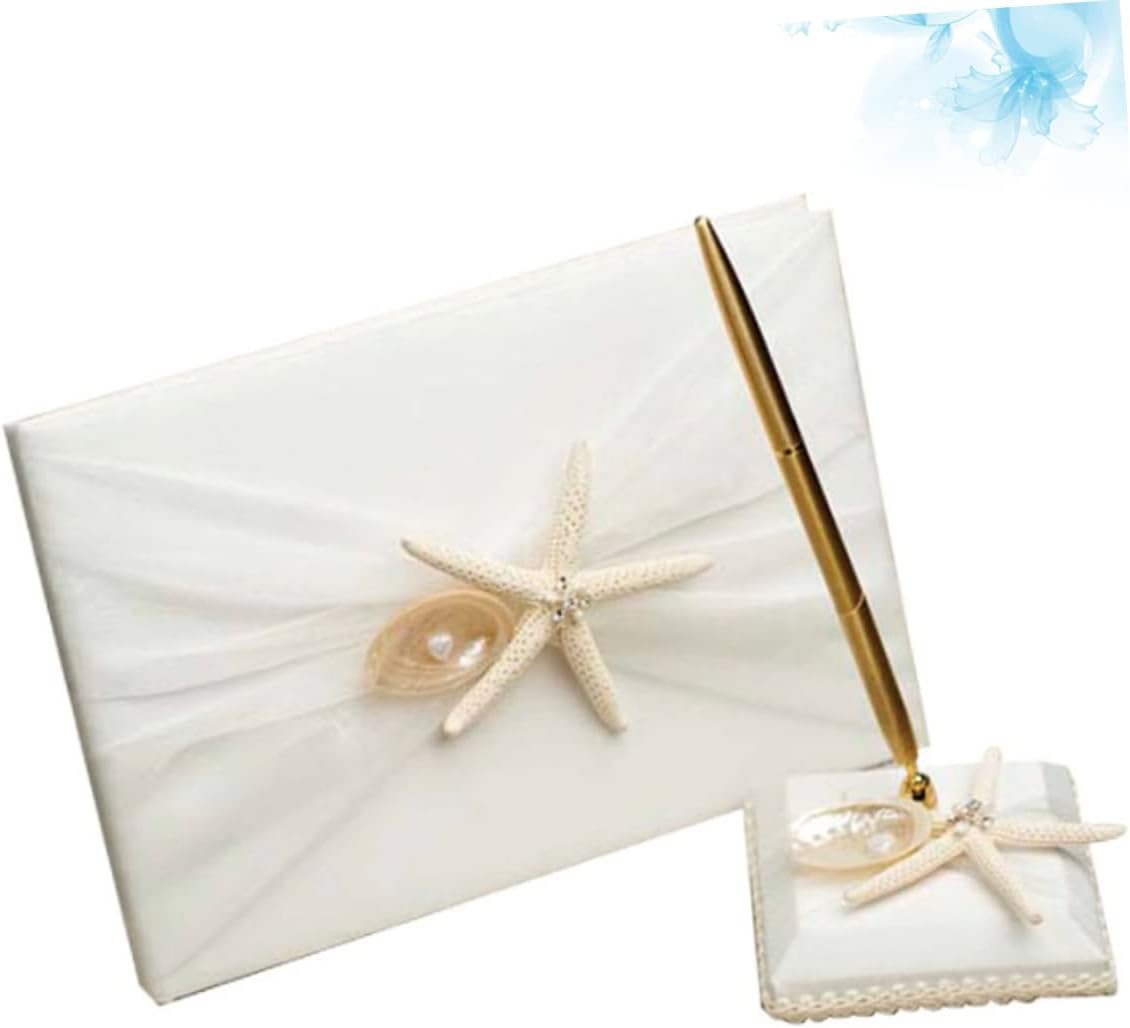 Mobestech Beach Style Guest Book for Wedding Ceremony DIY Sign in Book with Pen Holder for Engagements Capture Memories at Your Special Day