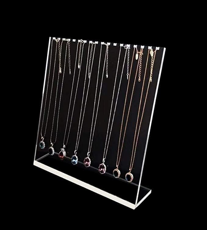 feeling well Acrylic Jewelery Top Hooks Chain Necklace Pendant Set Display Stand Holder For Shop (Clear)