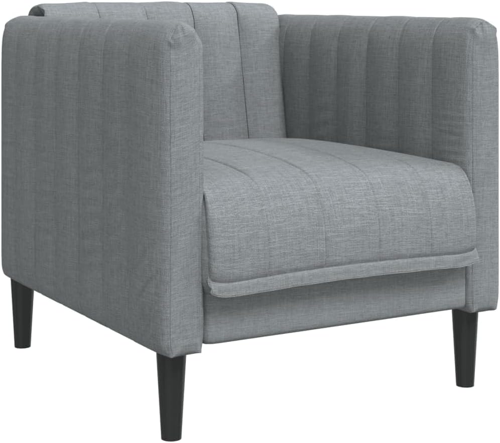 Sofa Chair Dark Gray Polyester Single Armchair Rectangular Living Room Furniture