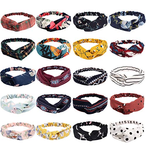 TOBATOBA 20 Pack Headband for Women Boho Headbands Elastic Hair Bands Floral Bandeau Headbands Head Wrap Hair Accessories