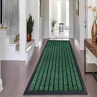 Fit Even Indoor/outside Door Mats for Front Door Mat - Super Absorbent Kitchen Mats Non Slip Waterproof Washable Rug Dirt Scrapper Entrance Door Mat - Green, 50 x 90 cm
