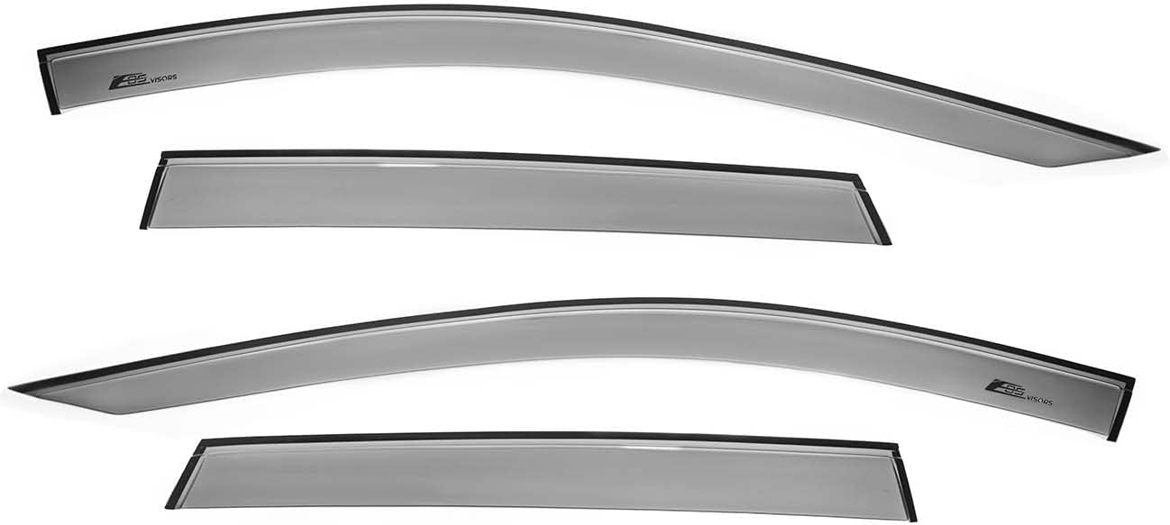 Replacement for 2019-Present Infiniti QX50 | EOS Visors JDM Tape-On Style Smoke Tinted Side Vents Window Deflectors Rain Guard DWV-V171