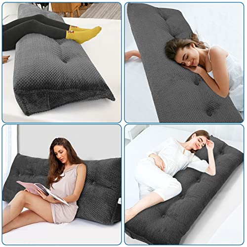 Idee-Home Triangular Headboard Pillow Day Bed Back Wege Pillow, Bolster Reading Back Rest Pillow Shredded Foam Insert Daybed Backrest Positioning Support Cushion Large With Washable Cover Twin #TOP7