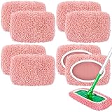 Nicemiya 8 Pack Reusable Mop Pads Compatible with Swiffer Sweeper, Microfiber Chenille Washable Swiffer Mop Pads, Dry & Wet Sweeping Mopping Cloths (Pink)