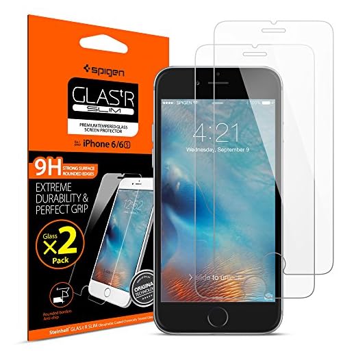 Spigen Tempered Glass iPhone 6s Screen Protector [ Case Friendly ] [ 9H Hardness ] for iPhone 6 / iPhone 6s (2 Pack)