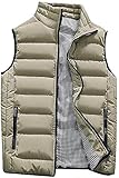 Abrigos Hombre Invierno,Hombre Sin Mangas De Plumas Chaquetas Invierno Calor Chalecos Acolchado Cazadoras (Caqui, M)