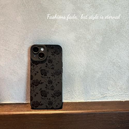 Jusnfu for iPhone 13 Pro Max Case 6.7 Inch 2021, Aesthetic Rose Floral Print Phone Case for Women Girls Men, Silicone Protective Phone Cover for iPhone 13 Pro Max, Black Flower by Jusnfu - Used condition - Image 6