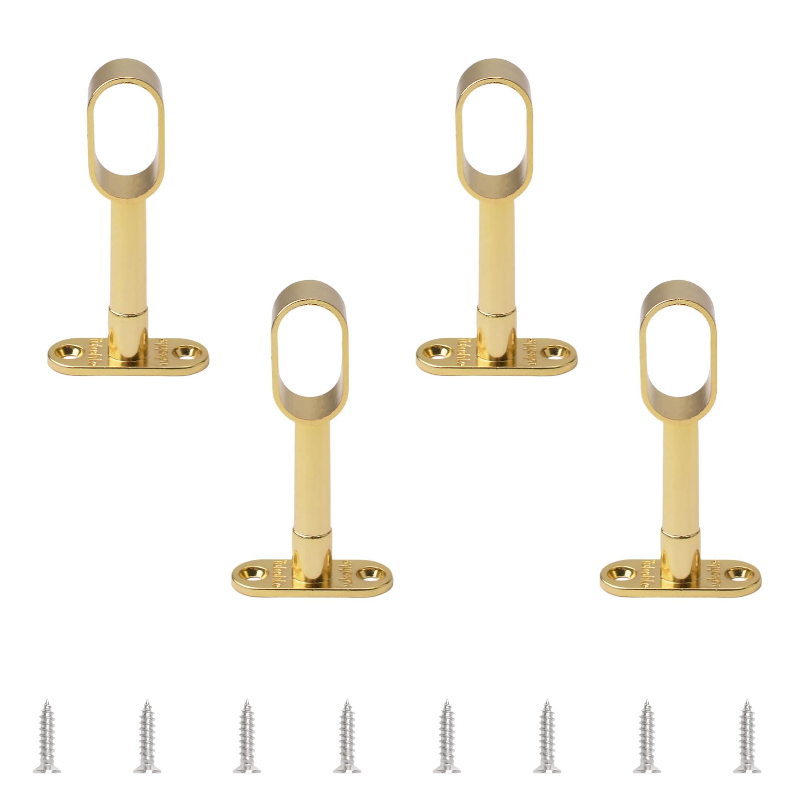 INCREWAY supporto per asta armadio, 4 pezzi cavo regolabile ovale armadio binario terminale asta per armadio armadio in bagno camera da letto, oro