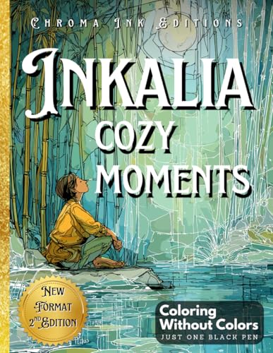 Inkalia: Cozy Moments 2 – Ink Tracing Coloring Book for Adults: Transform Relaxing Scenes Using Only One Black Pen - A Calm and Creative Reverse Coloring Experience