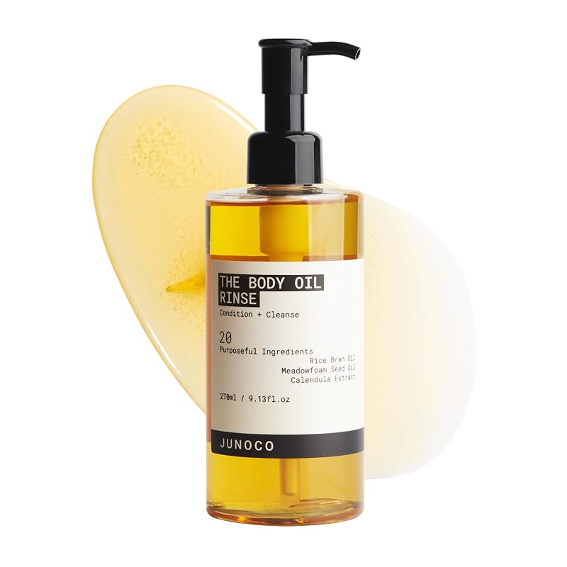 JUNO & Co. Sabonete líquido corporal em óleo com espuma, arroz, semente de meadowfoam e calêndula, 270 mL