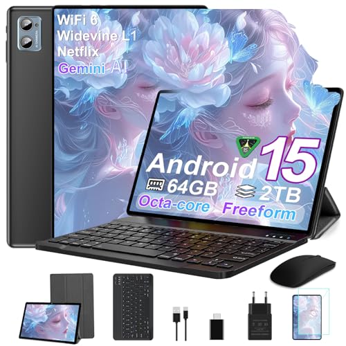 SUAAT 2026 Tablet Android 20GB RAM+128GB ROM(1TB TF) 10 Pollici, WiFi 6,Octa-Core, 2Ghz, GMS, 8MP + 5MP, Bluetooth 5.0,OTG, Cast, Tablet PC con Custodia, Tastiera e Mouse, Blu