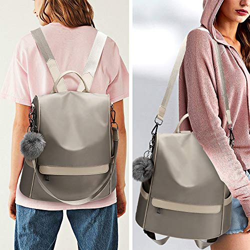 CHERUTY Women Backpack Purse Nylon Anti-theft Fashion Casual Lightweight Travel Shoulder Bag (1-3 Khaki Large, Large)