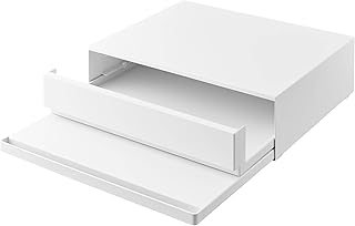 山崎実業(Yamazaki) 【 完成品 ストッパーのみ要取付 】 ツーウェイ キッチン 家電下引き出し ＆ スライドテーブル ホワイト 約W45×D39.3～64×H13.5cm タワー tower スライド棚付き 小物収納 ちょい置きできる 作業スペース 2007