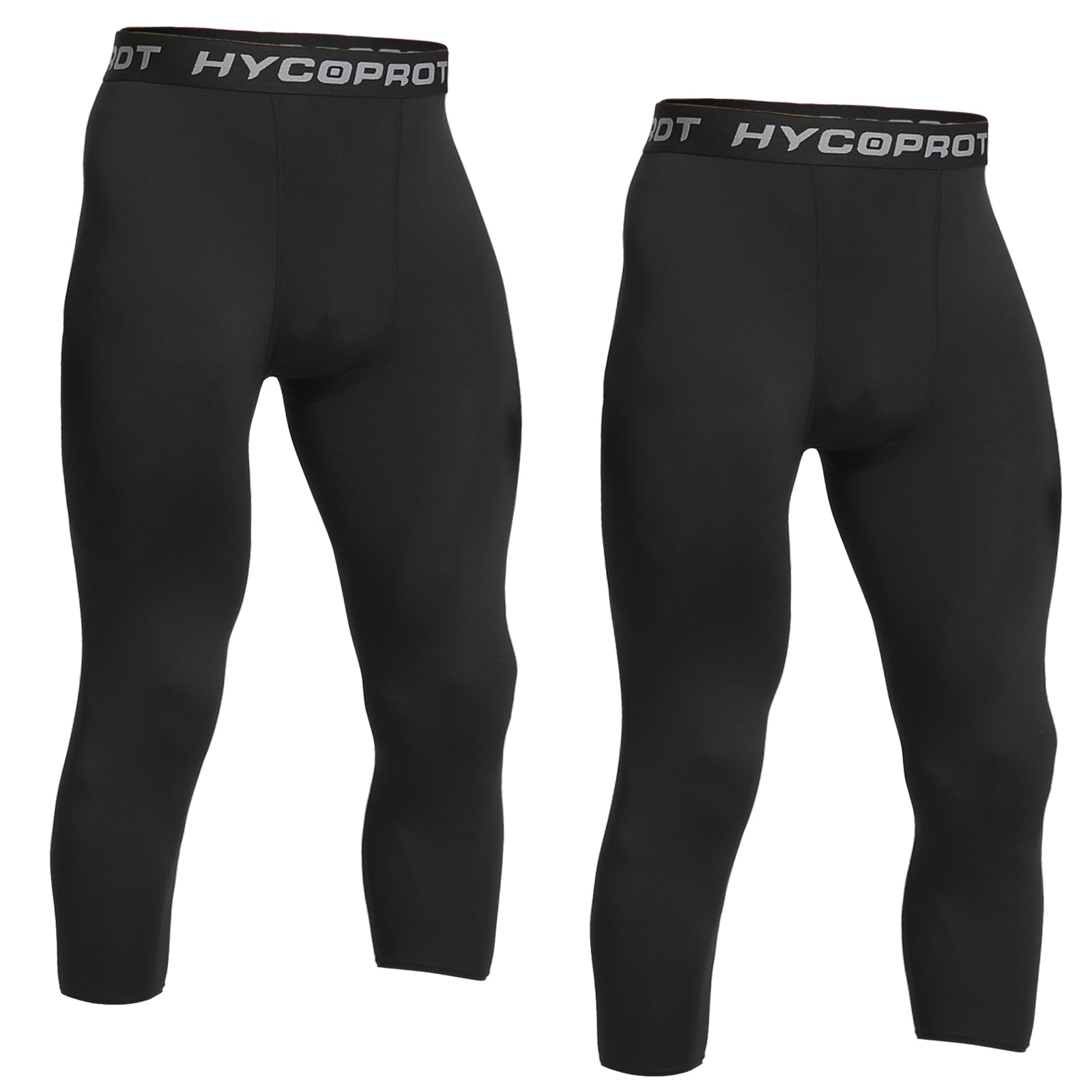 HYCOPROT Herren 3/4 Kompressionshose Schnelltrocknende Laufhose Tights Sport Leggings Atmungsaktiv Funktionsunterhose Tight Hose für Basketball Fitness Joggen