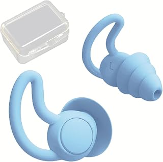 nerhemg Tampões de ouvido para dormir, 3 camadas, redução de ruído, tampões de ouvido à prova de som, tampões de ouvido de silicone à prova d'água com caixa de armazenamento para festa na piscina, azul