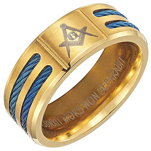 Willis Judd MasonicMan Men's Titanium Masonic Ring - Latin Engraving Inside, Size 12.5, Style 4, No Gemstone