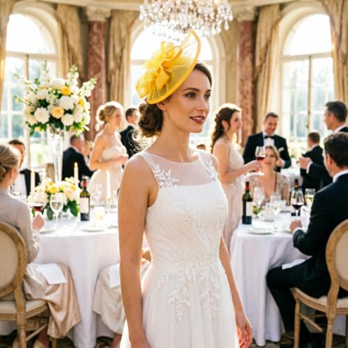 Image of DRESHOW Women Fascinator Hats Tea Party Hat Vintage Pillbox Hat Headband for Cocktail