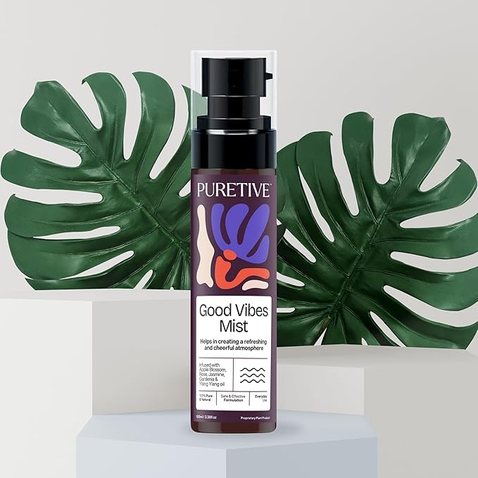 Image of PURETIVE GOOD VIBES Plant Therapy Scent Mist | Body+Linen+Room | 100% Therapeutic Scent Mist with Essential Oil | Uplifts mood & Creates a Soothing Environment | 100ml