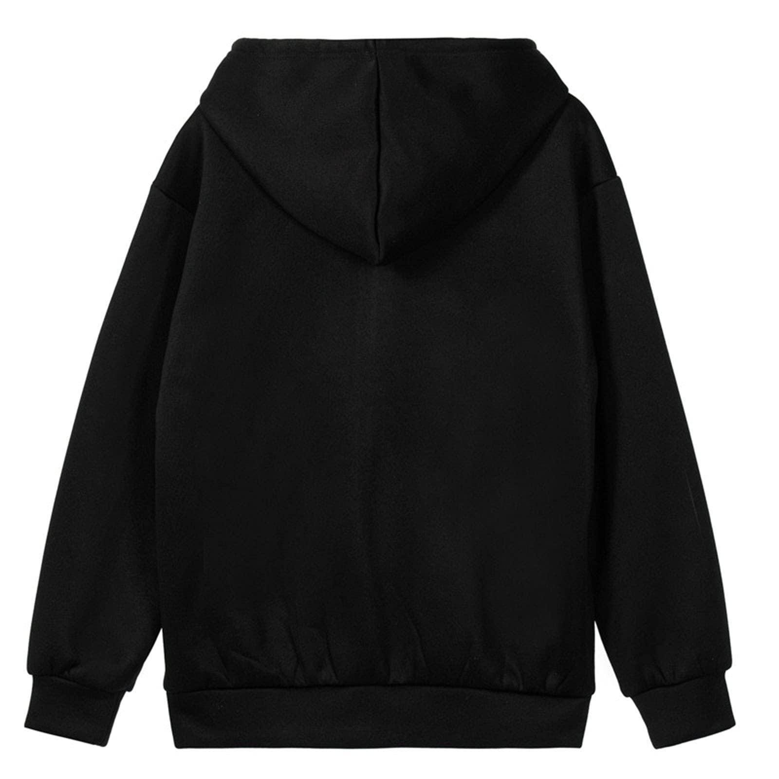 Y2K Estetico Felpa Con Cappuccio Zip Up Pullover Felpe Strass Oversize Sciolto Manica Lunga Con Cappuccio Top Con Tasca Nero L
