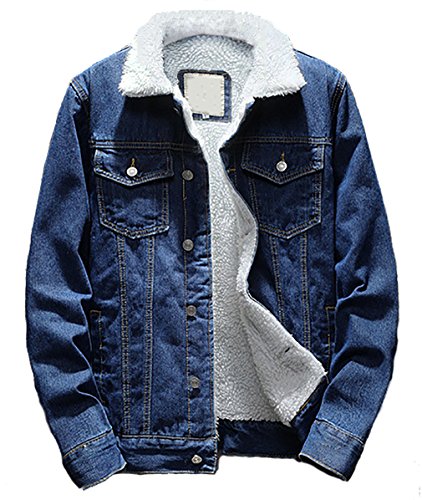 Beskie Men's Sherpa Lined Denim Jacket Button Down Classic Trucker Jackets Warm Casual Quilted Jeans Coats Outerwear
