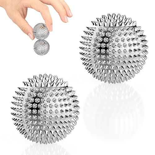 2 Stück Magnetische Akupressurkugeln, AISEELY Igelball Massageball, Magnetic Spiked Massage Ball, Stachelige Massagekugeln, 32 mm, 47 mm, 56 mm Durchmesser Stressbälle Cover