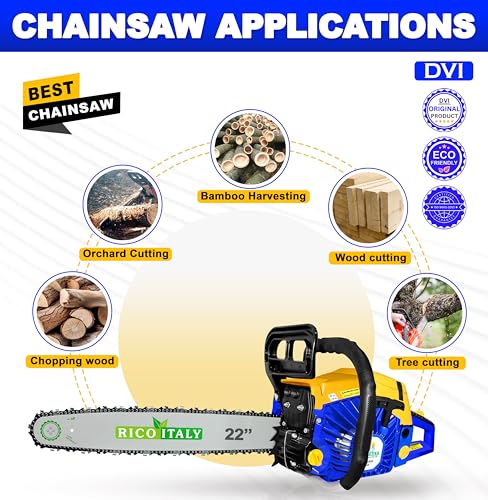 Image of DVI 5800 Heavy Duty Chain Saw with 58 CC, 2 Stroke Petrol Engine Power & 22 inchinch Blade /Bar Cordless Chain Saw Cuttingsaw For Farm, Garden & Professional Use (DVI RI 58CC CHAINSAW)