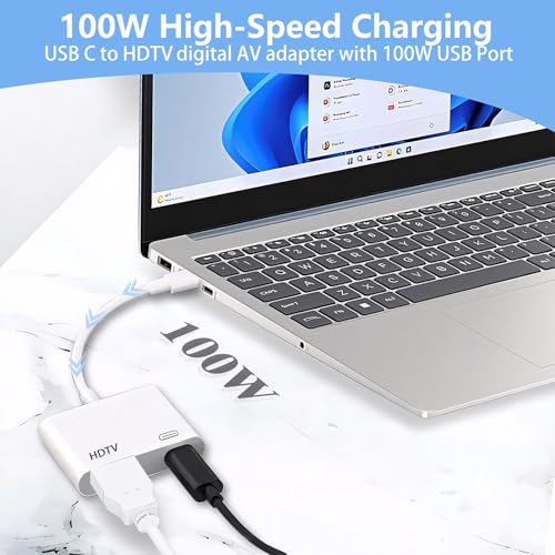 Image of Kinhaly USB C to HDTV for TV, 4K@60Hz Type C to Adapter with Charging Port, iPhone to HD to USB C Adapter Compatible for iPhone 16 /15 Series /iPad Pro /Galaxy /MacBook Pro to HDTV Projector