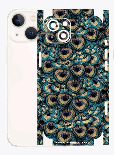 Image of AtOdds - Full Body Back Screen Guard Protector Film - Lamination Wrap Skin Sticker for iPhone 13 mini | Scratchproof Matte Finish (Design - Peacock)