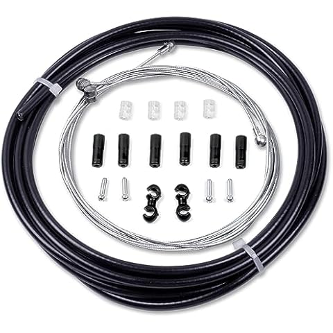 Ciomszan Universal Bicycle Brake CablesHousing Kit MTB Gear Shifter Derailleur Cable for Mountain Road Bike Repair (Brake cable set black) Cover