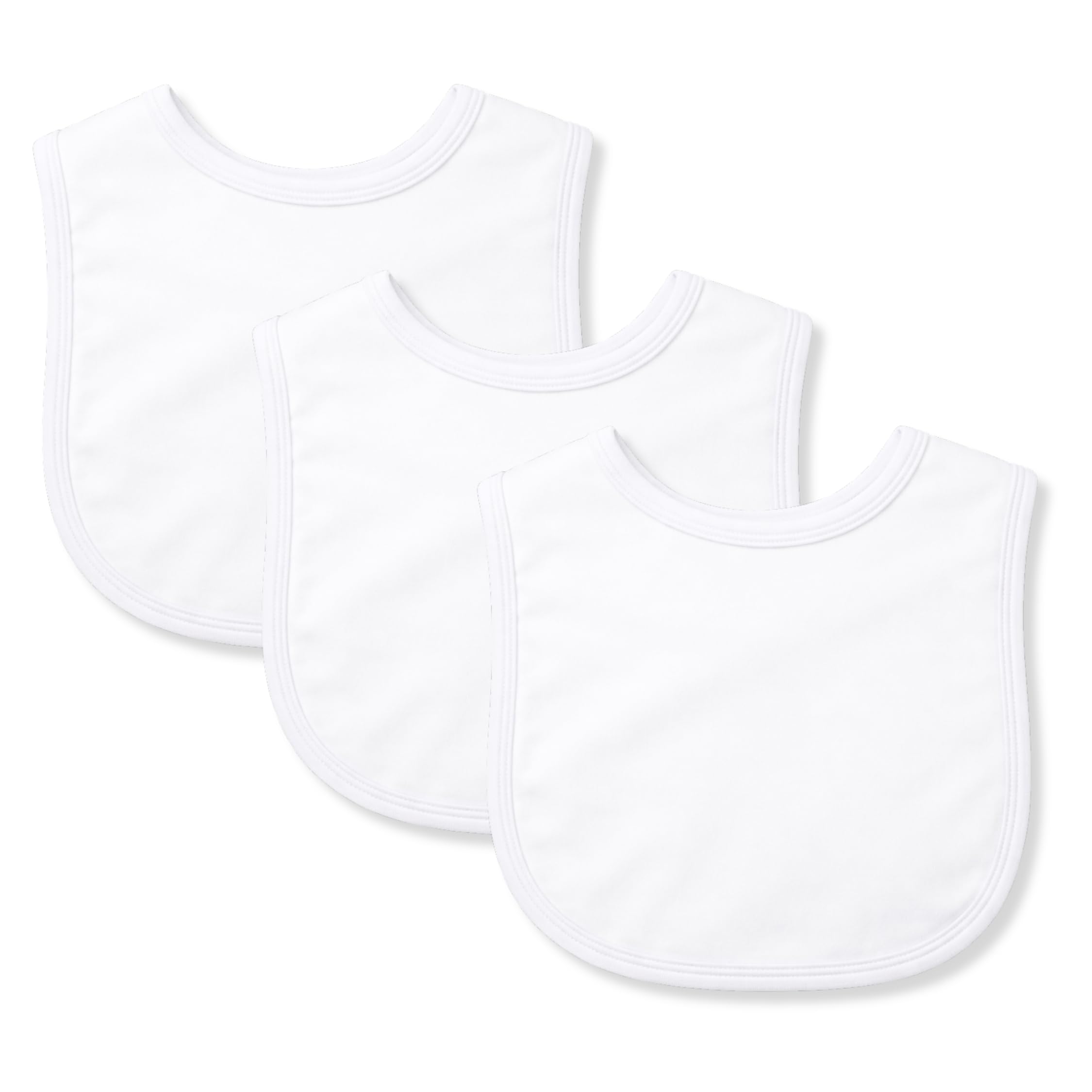 Baby Togs Men's White Baby Bibs, 100% Cotton Dribble Bibs For Boys & Girls 0-24 Months 3 Pack Or 6 Pack, Teething Bib, Milk Feeding Bib 3 Pack