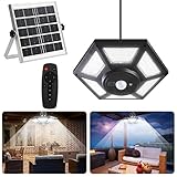 AGPTEK Luz Solar para Interior, Luces Solares Exteriores, Lámpara Colgante Solar con Mando 180 LED, Lámparas Solares con Sensor de Movimiento, Jardín Casa Garaje Granero Balcón