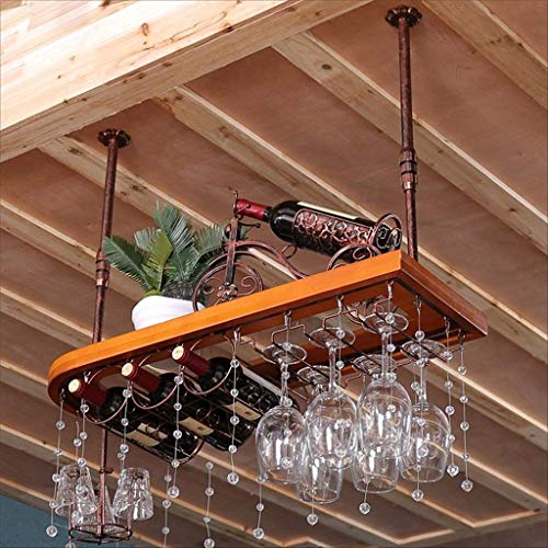Mostrador de bar con estante de vino de madera y soporte de vidrio retro para hogar y restaurante 5