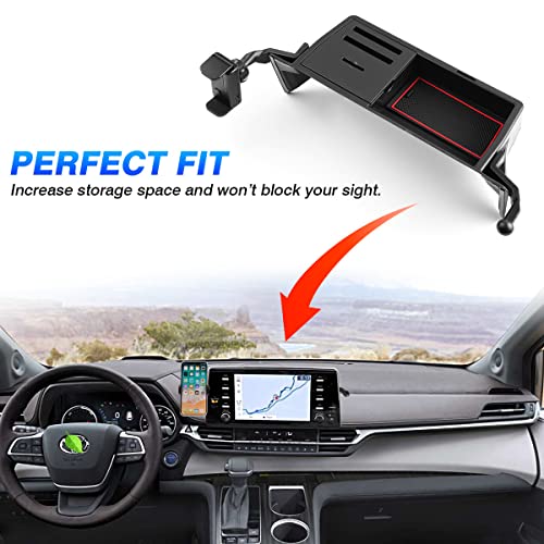 Fiilines Compatible With Dashboard Center Console Organizer 2021 2022 2023 Toyota Sienna Dash Storage Tray Sienna Accessories With Phone Holder #TOP2