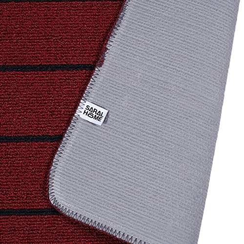 Image of Saral Home 2pc Door Mat Anti-Skid Washable Loop Stripe (Maroon. 45X60 cm)
