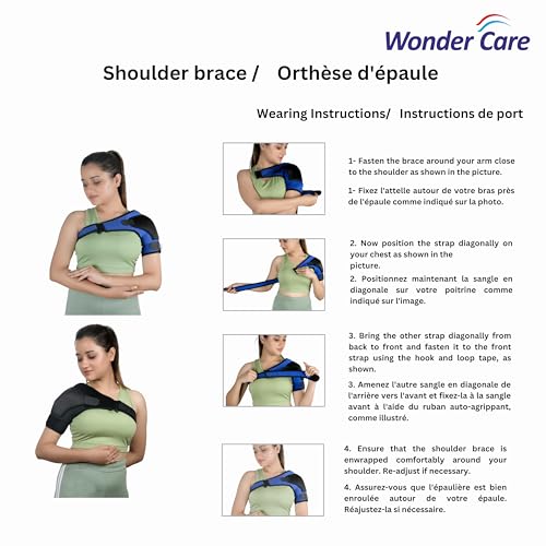 Image of Wonder Care Rotator Cuff Brace with Hot Cold Pack Pocket for Shoulder Pain Relief Neoprene Shoulder Support Brace for Men and Women for Dislocated, Frozen (Universal : 26 inch-36 inch)