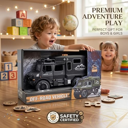 Image of Defense Military Lorry Truck Off Road Friction Vehicle Car Toy for Kids 3+| Big Size 1Pc Push-Go with Opening Doors Army Force Toys for Boys & Girls Birthday Gift for Children Educational Item